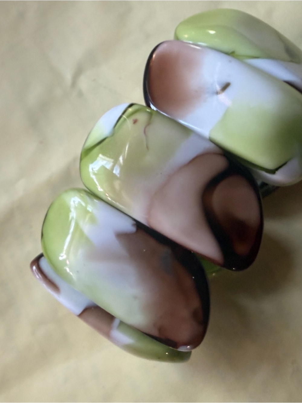 Green, White & Brown Swirl Resin Bracelet